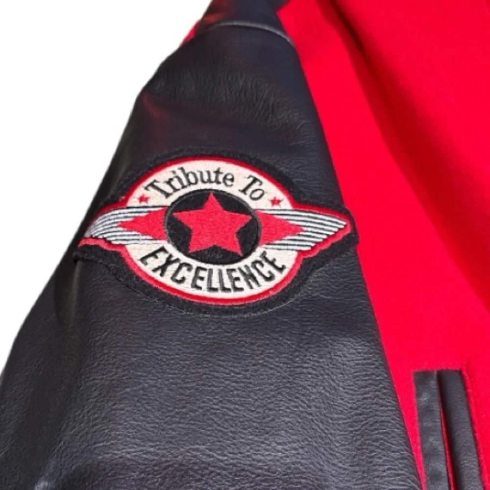 Vintage Snap-On Choko Motorsports Red Wool & Black Leather Men's Jacket Size L